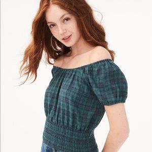 Aeropostal Plaid Smocked Crop Top